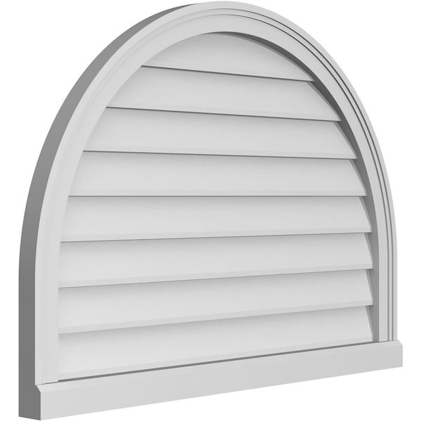 Ekena Millwork Round Top Surface Mount PVC Gable Vent w/ 2"W x 2"P Brickmould Sill Frame, 36"W x 26"H - GVPRT36X2603SN