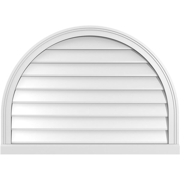 Ekena Millwork Round Top Surface Mount PVC Gable Vent w/ 2"W x 2"P Brickmould Sill Frame, 36"W x 26"H - GVPRT36X2603SN