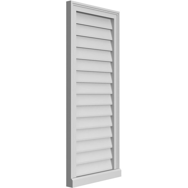 Ekena Millwork Vertical Surface Mount PVC Gable Vent w/ 2"W x 2"H , Brickmould Sill Frame, 18"W x 42"H - GVPVE18X4203SN
