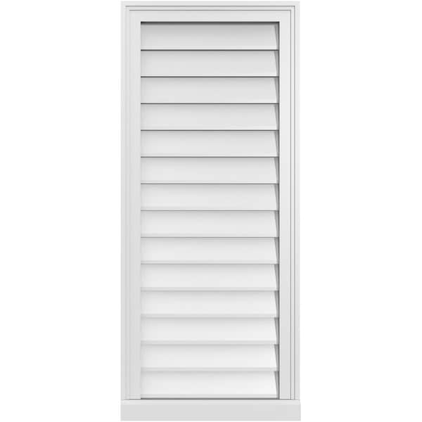 Ekena Millwork Vertical Surface Mount PVC Gable Vent w/ 2"W x 2"H , Brickmould Sill Frame, 18"W x 42"H - GVPVE18X4203SN