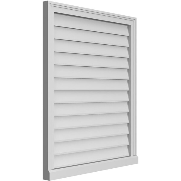 Ekena Millwork Vertical Surface Mount PVC Gable Vent w/ 2"W x 2"H , Brickmould Sill Frame, 30"W x 36"H - GVPVE30X3603SN