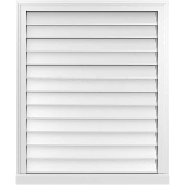 Ekena Millwork Vertical Surface Mount PVC Gable Vent w/ 2"W x 2"H , Brickmould Sill Frame, 30"W x 36"H - GVPVE30X3603SN