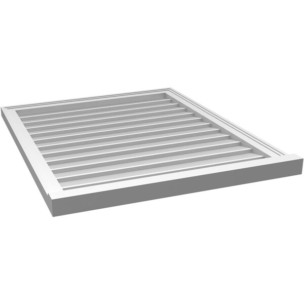 Ekena Millwork Vertical Surface Mount PVC Gable Vent w/ 2"W x 2"H , Brickmould Sill Frame, 30"W x 36"H - GVPVE30X3603SN