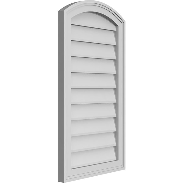 Ekena Millwork Arch Top Surface Mount PVC Gable Vent: Functional, w/ 2"W x 1-1/2"P Brickmould Frame, 18"W x 32"H - GVPAR18X3202SF