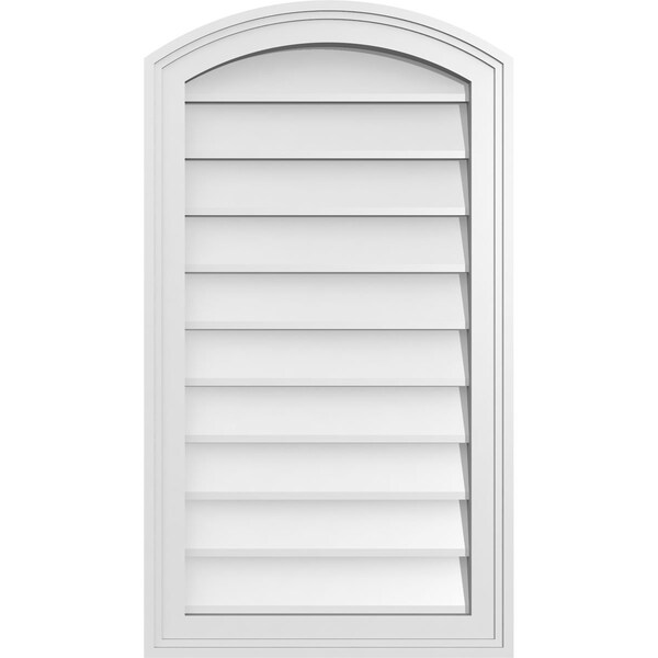 Ekena Millwork Arch Top Surface Mount PVC Gable Vent: Functional, w/ 2"W x 1-1/2"P Brickmould Frame, 18"W x 32"H - GVPAR18X3202SF
