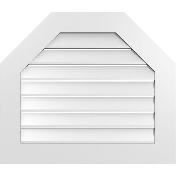 Ekena Millwork Octagonal Top Surface Mount PVC Gable Vent: Functional, w/ 3-1/2"W x 1"P Standard Frame, 30"W x 26"H - GVPOT30X2601SF