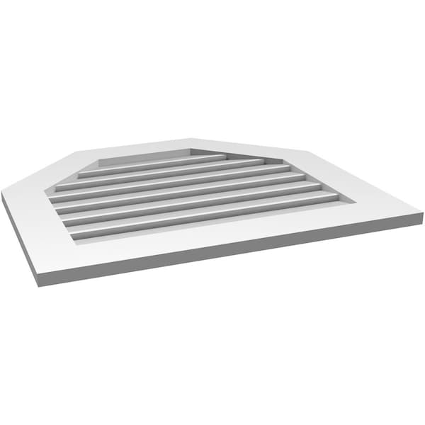 Ekena Millwork Octagonal Top Surface Mount PVC Gable Vent: Functional, w/ 3-1/2"W x 1"P Standard Frame, 30"W x 26"H - GVPOT30X2601SF