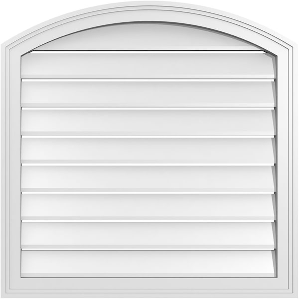 Ekena Millwork Arch Top Surface Mount PVC Gable Vent: Non-Functional, w/2"W x 1-1/2"P Brickmould Frame, 28"W x 42"H - GVPAR28X4202SN