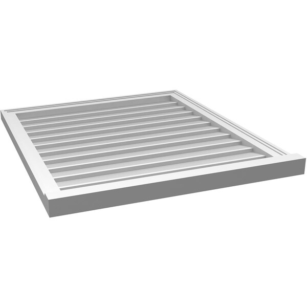 Ekena Millwork Vertical Surface Mount PVC Gable Vent w/ 2"W x 2"H , Brickmould Sill Frame, 30"W x 34"H - GVPVE30X3403SN