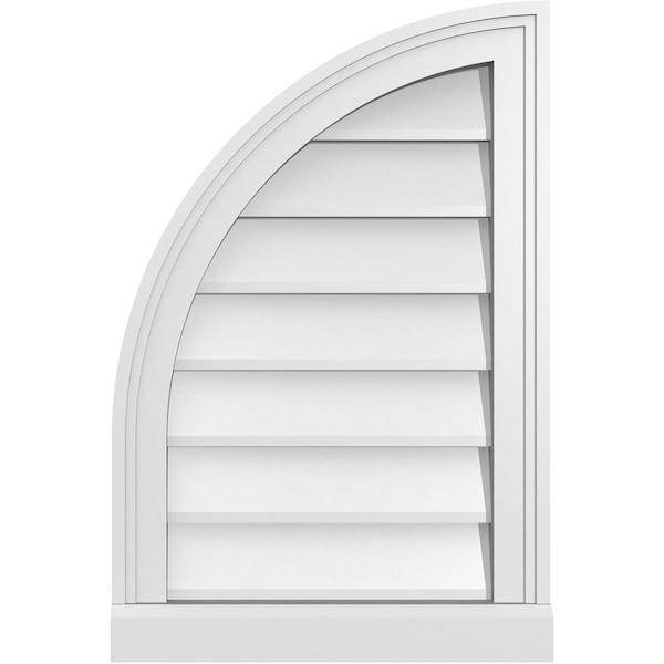 Ekena Millwork Quarter Round Top Left Surface Mount PVC Gable Vent w/ 2"W x 2"P Brickmould Sill Frame, 16"W x 24"H - GVPQL16X2403SN
