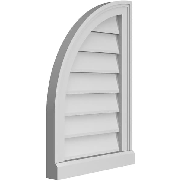 Ekena Millwork Quarter Round Top Left Surface Mount PVC Gable Vent w/ 2"W x 2"P Brickmould Sill Frame, 16"W x 24"H - GVPQL16X2403SN