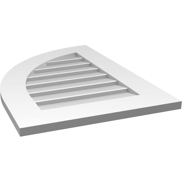 Ekena Millwork Quarter Round Top Left Surface Mount PVC Gable Vent w/ 3-1/2"W x 1"P Standard Frame, 20"W x 28"H - GVPQL20X2801SN