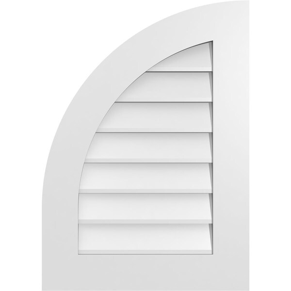 Ekena Millwork Quarter Round Top Left Surface Mount PVC Gable Vent w/ 3-1/2"W x 1"P Standard Frame, 20"W x 28"H - GVPQL20X2801SN