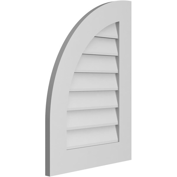 Ekena Millwork Quarter Round Top Left Surface Mount PVC Gable Vent w/ 3-1/2"W x 1"P Standard Frame, 20"W x 28"H - GVPQL20X2801SN