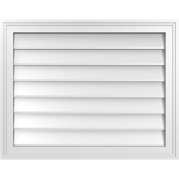 Ekena Millwork Vertical Surface Mount PVC Gable Vnt: Non-Functional, w/2"W x 1-1/2"H, Brickmould Frame, 28"W x 22"H - GVPVE28X2202SN