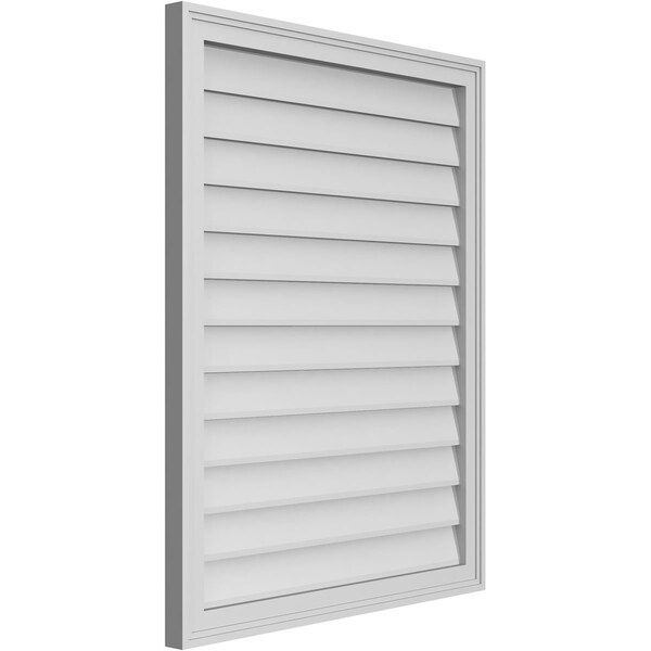 Ekena Millwork Vertical Surface Mount PVC Gable Vnt: Non-Functional, w/2"W x 1-1/2"H, Brickmould Frame, 30"W x 38"H - GVPVE30X3802SN