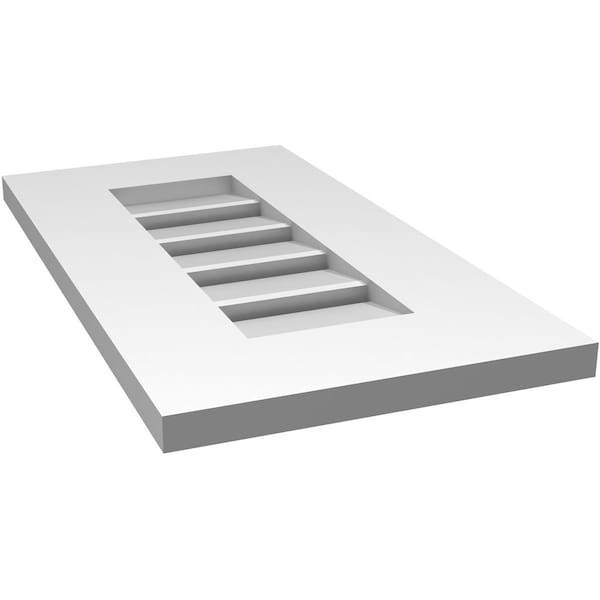 Ekena Millwork Vertical Surface Mount PVC Gable Vent: Functional, w/ 3-1/2"W x 1"P Standard Frame, 12"W x 22"H - GVPVE12X2201SF