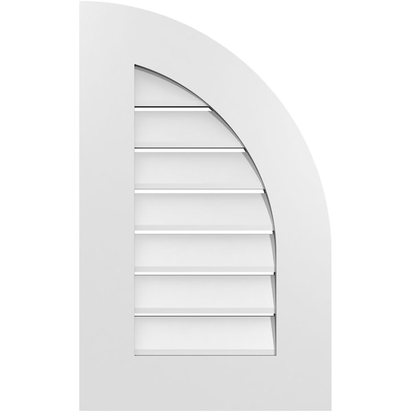 Ekena Millwork Quarter Round Top Right Surface Mount PVC Gable Vent w/ 3-1/2"W x 1"P Standard Frame, 16"W x 26"H - GVPQR16X2601SF