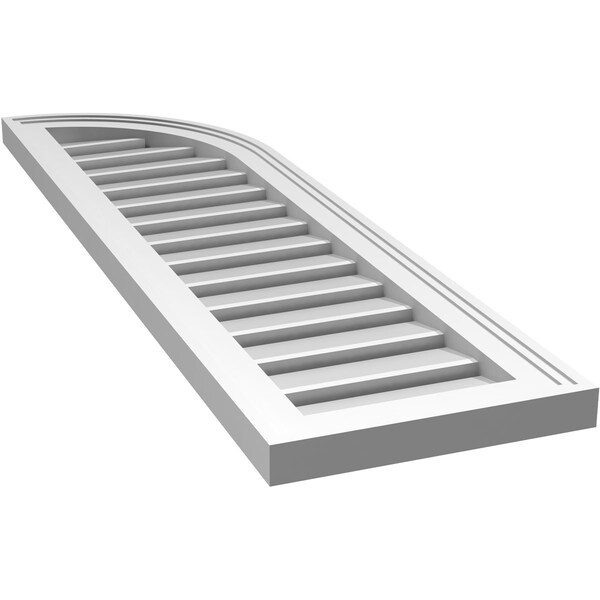 Ekena Millwork Quarter Round Top Right Surface Mount PVC Gable Vent w/ 2"W x 1-1/2"P Brickmould Frame, 12"W x 42"H - GVPQR12X4202SF