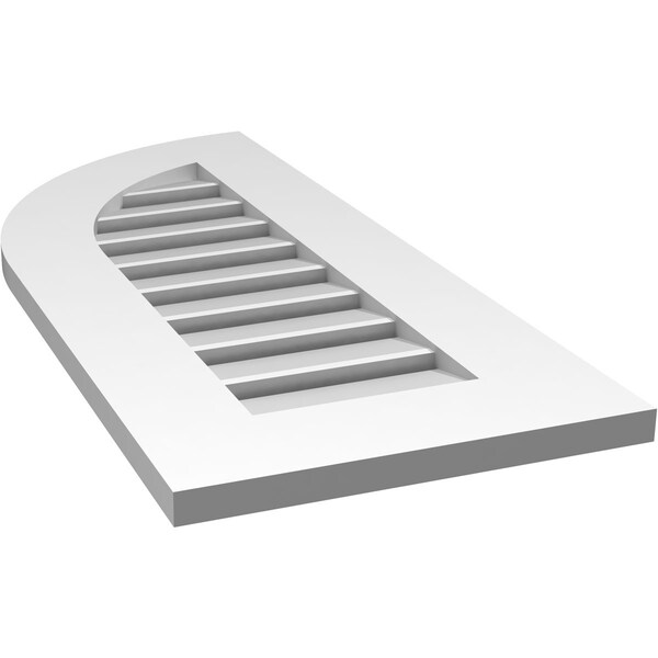 Ekena Millwork Quarter Round Top Left Surface Mount PVC Gable Vent w/ 3-1/2"W x 1"P Standard Frame, 14"W x 32"H - GVPQL14X3201SF