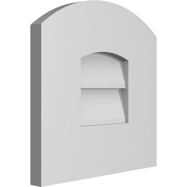 Ekena Millwork Arch Top Surface Mount PVC Gable Vent: Functional, w/ 3-1/2"W x 1"P Standard Frame, 12"W x 12"H - GVPAR12X1201SF