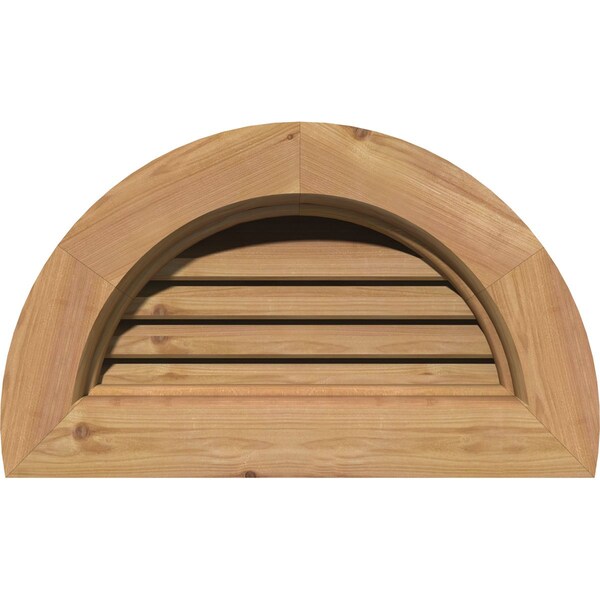Ekena Millwork Half Round Gable Vent Functional, Western Red Cedar Gable Vent w/Brick Mould Face Frame, 28"W x 14"H - GVWHR28X1400SFUWR