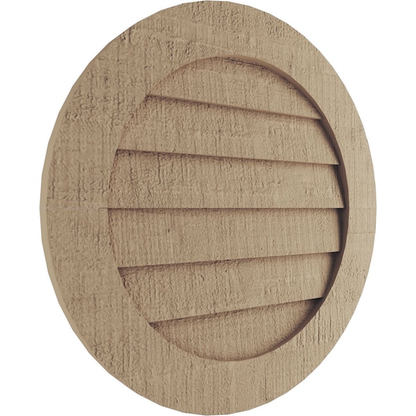 Ekena Millwork Timberthane Rough Cedar Round Faux Wood Non-Functional Gable Vent, Primed Tan, 15"W x 15"H - GVURRO15DRCPR