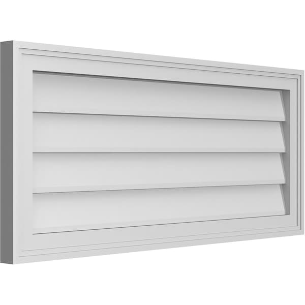 Ekena Millwork Vertical Surface Mount PVC Gable Vnt: Non-Functional, w/2"W x 1-1/2"H, Brickmould Frame, 36"W x 16"H - GVPVE36X1602SN