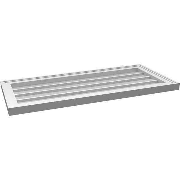 Ekena Millwork Vertical Surface Mount PVC Gable Vnt: Non-Functional, w/2"W x 1-1/2"H, Brickmould Frame, 36"W x 16"H - GVPVE36X1602SN