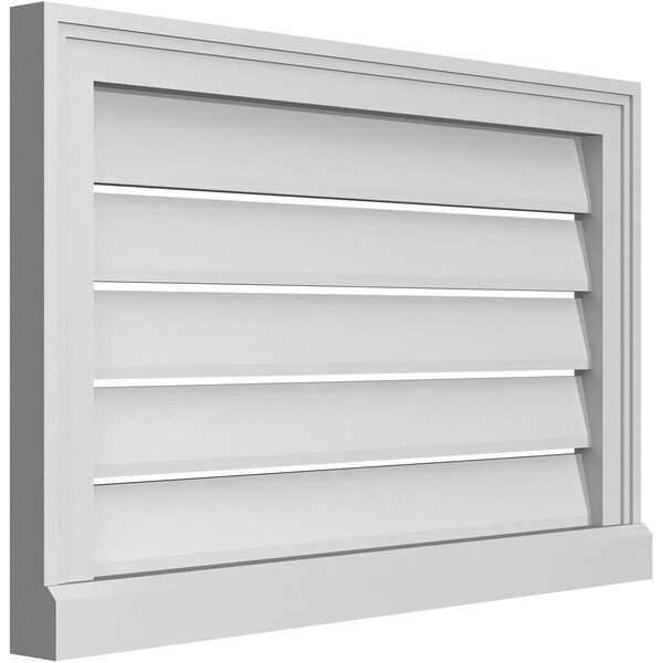 Ekena Millwork Vertical Surface Mount PVC Gable Vent: Functional, w/ 2"W x 2"P Brickmould Sill Frame, 28"W x 18"H - GVPVE28X1803SF
