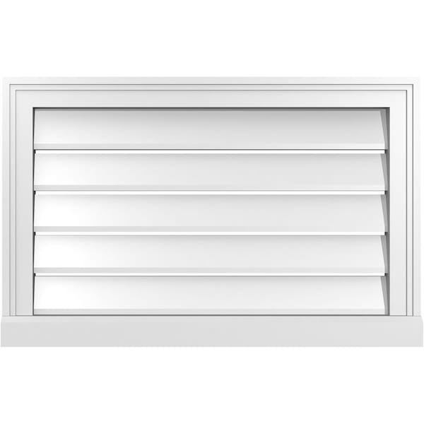 Ekena Millwork Vertical Surface Mount PVC Gable Vent: Functional, w/ 2"W x 2"P Brickmould Sill Frame, 28"W x 18"H - GVPVE28X1803SF