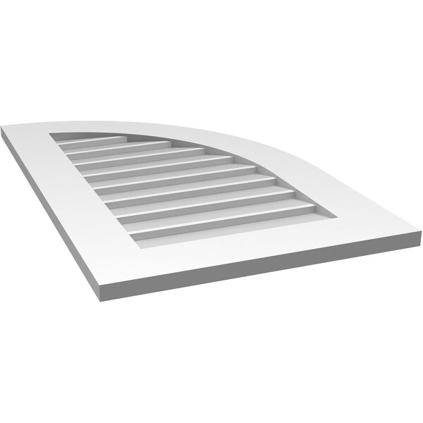 Ekena Millwork Quarter Round Top Right Surface Mount PVC Gable Vent w/ 3-1/2"W x 1"P Standard Frame, 20"W x 32"H - GVPQR20X3201SN