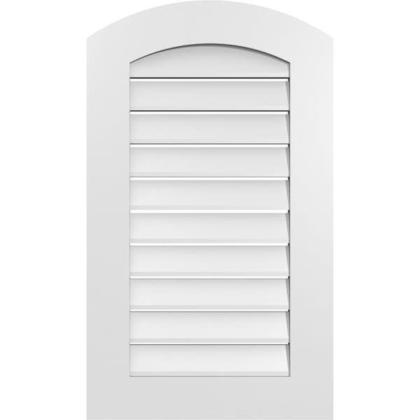Ekena Millwork Arch Top Surface Mount PVC Gable Vent: Non-Functional, w/ 3-1/2"W x 1"P Standard Frame, 20"W x 32"H - GVPAR20X3201SN