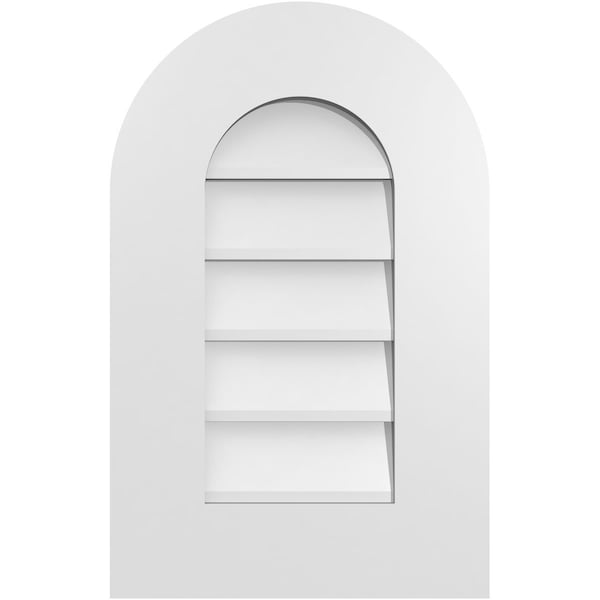 Ekena Millwork Round Top Surface Mount PVC Gable Vent: Non-Functional, w/ 3-1/2"W x 1"P Standard Frame, 14"W x 22"H - GVPRT14X2201SN