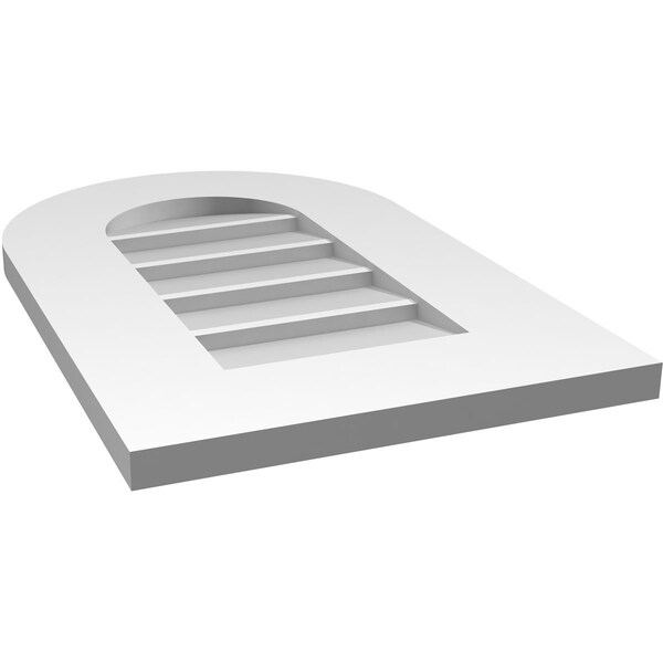 Ekena Millwork Round Top Surface Mount PVC Gable Vent: Non-Functional, w/ 3-1/2"W x 1"P Standard Frame, 14"W x 22"H - GVPRT14X2201SN
