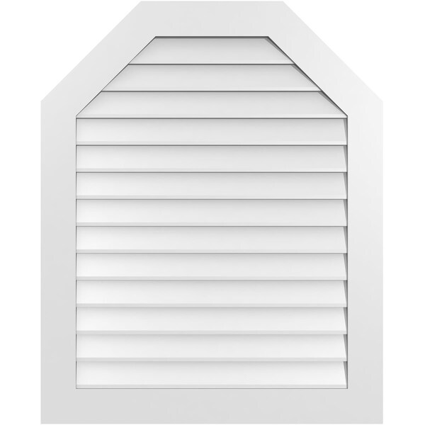 Ekena Millwork Octagonal Top Surface Mount PVC Gable Vent w/ 3-1/2"W x 1"P Standard Frame, 34"W x 42"H - GVPOT34X4201SN