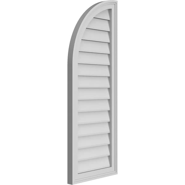 Ekena Millwork Quarter Round Top Left Surface Mount PVC Gable Vent w/ 2"W x 1-1/2"P Brickmould Frame, 16"W x 42"H - GVPQL16X4202SN