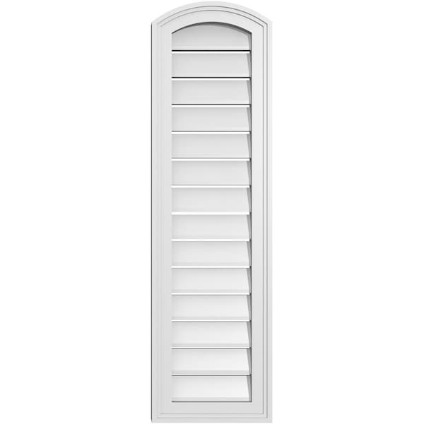 Ekena Millwork Arch Top Surface Mount PVC Gable Vent: Non-Functional, w/2"W x 1-1/2"P Brickmould Frame, 12"W x 40"H - GVPAR12X4002SN