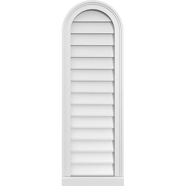 Ekena Millwork Round Top Surface Mount PVC Gable Vent w/ 2"W x 2"P Brickmould Sill Frame, 14"W x 42"H - GVPRT14X4203SN