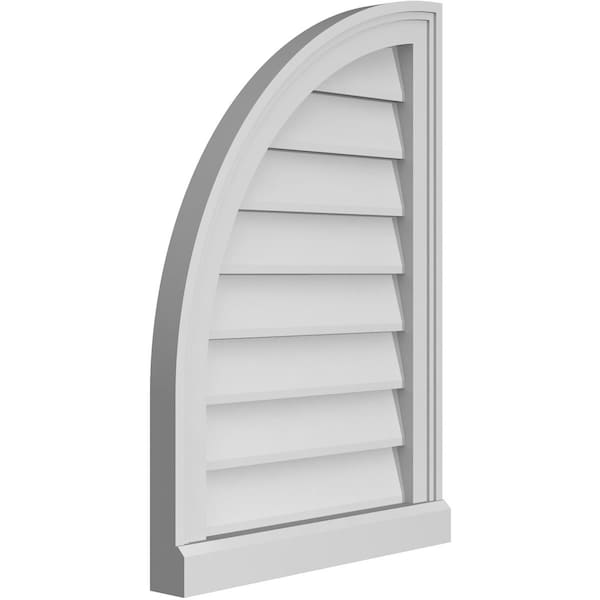 Ekena Millwork Quarter Round Top Left Surface Mount PVC Gable Vent w/ 2"W x 2"P Brickmould Sill Frame, 18"W x 26"H - GVPQL18X2603SN