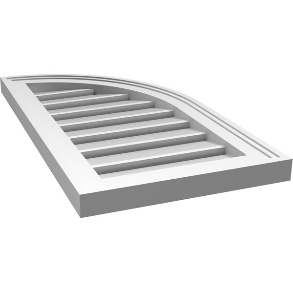 Ekena Millwork Quarter Round Top Right Surface Mount PVC Gable Vent w/ 2"W x 2"P Brickmould Sill Frame, 14"W x 26"H - GVPQR14X2603SF