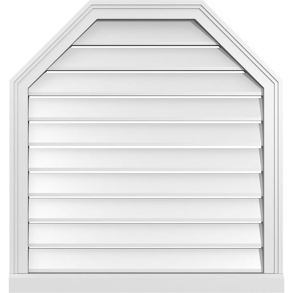 Ekena Millwork Octagonal Top Surface Mount PVC Gable Vent w/ 2"W x 2"P Brickmould Sill Frame, 30"W x 32"H - GVPOT30X3203SF