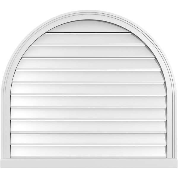 Ekena Millwork Round Top Surface Mount PVC Gable Vent: Functional, w/ 2"W x 2"P Brickmould Sill Frame, 38"W x 34"H - GVPRT38X3403SF