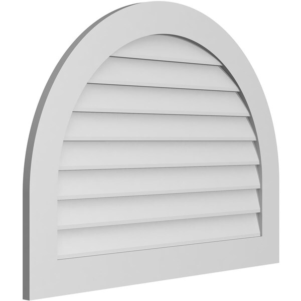 Ekena Millwork Round Top Surface Mount PVC Gable Vent: Non-Functional, w/ 3-1/2"W x 1"P Standard Frame, 40"W x 30"H - GVPRT40X3001SN