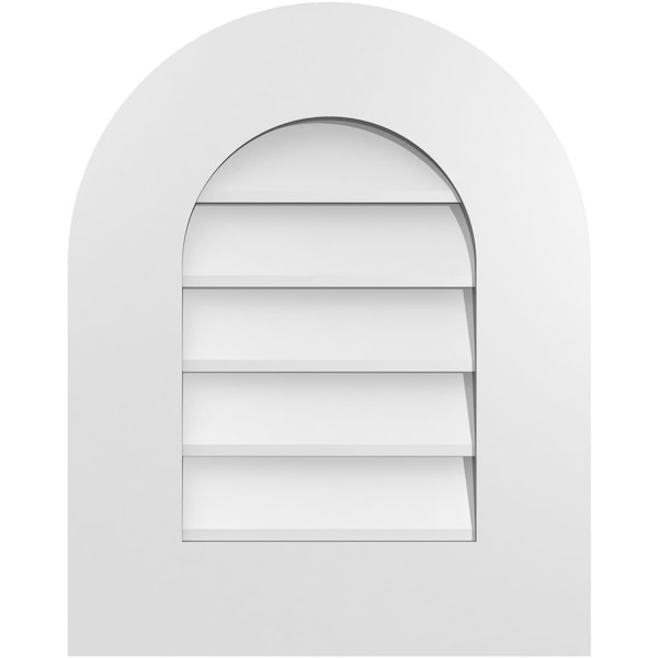 Ekena Millwork Round Top Surface Mount PVC Gable Vent: Non-Functional, w/ 3-1/2"W x 1"P Standard Frame, 16"W x 20"H - GVPRT16X2001SN