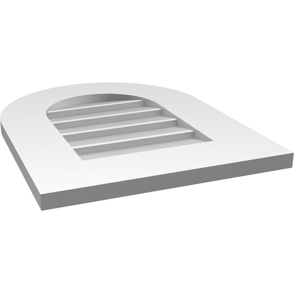Ekena Millwork Round Top Surface Mount PVC Gable Vent: Non-Functional, w/ 3-1/2"W x 1"P Standard Frame, 16"W x 20"H - GVPRT16X2001SN