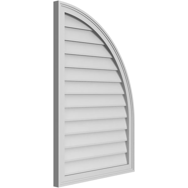 Ekena Millwork Quarter Round Top Right Surface Mount PVC Gable Vent w/ 2"W x 1-1/2"P Brickmould Frame, 26"W x 38"H - GVPQR26X3802SN