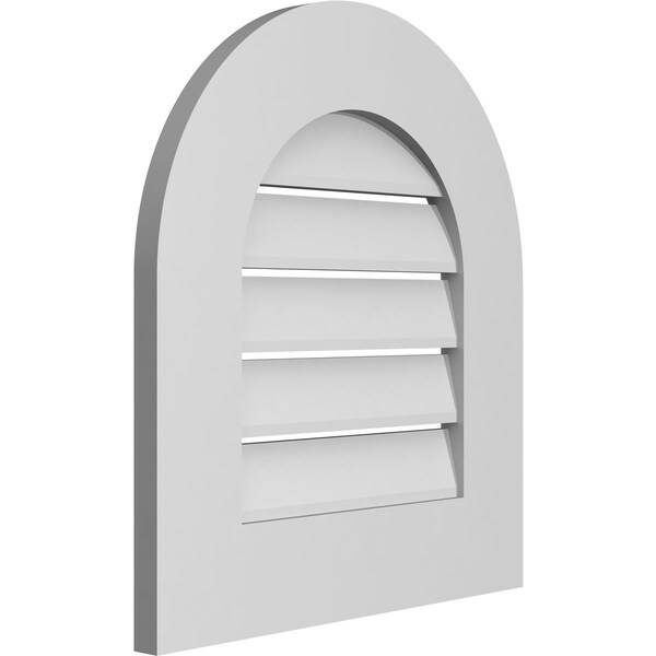 Ekena Millwork Round Top Surface Mount PVC Gable Vent: Functional, w/ 3-1/2"W x 1"P Standard Frame, 18"W x 20"H - GVPRT18X2001SF