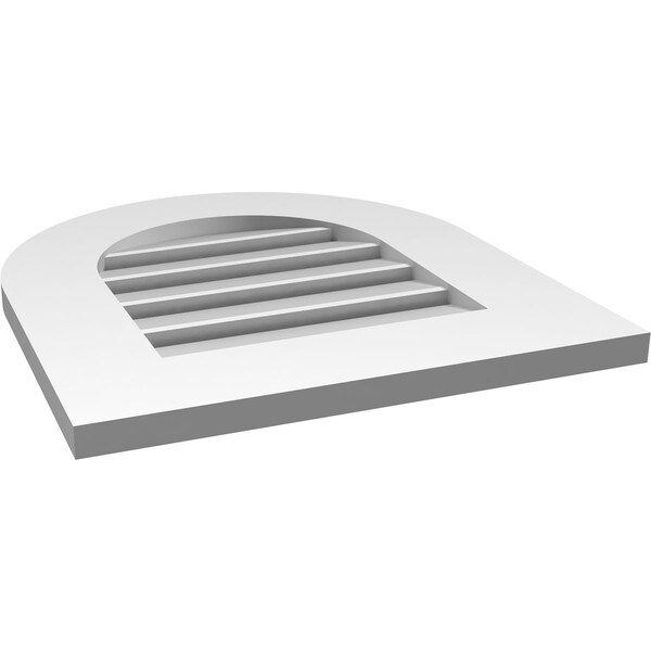 Ekena Millwork Round Top Surface Mount PVC Gable Vent: Functional, w/ 3-1/2"W x 1"P Standard Frame, 18"W x 20"H - GVPRT18X2001SF