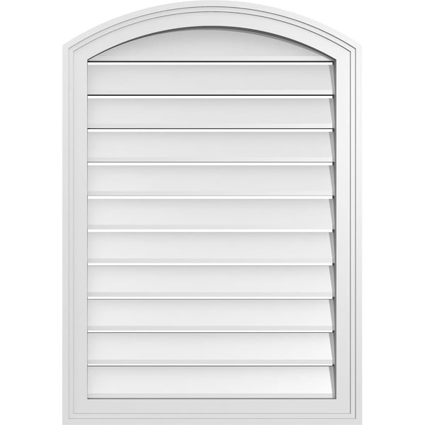 Ekena Millwork Arch Top Surface Mount PVC Gable Vent: Non-Functional, w/2"W x 1-1/2"P Brickmould Frame, 24"W x 32"H - GVPAR24X3202SN